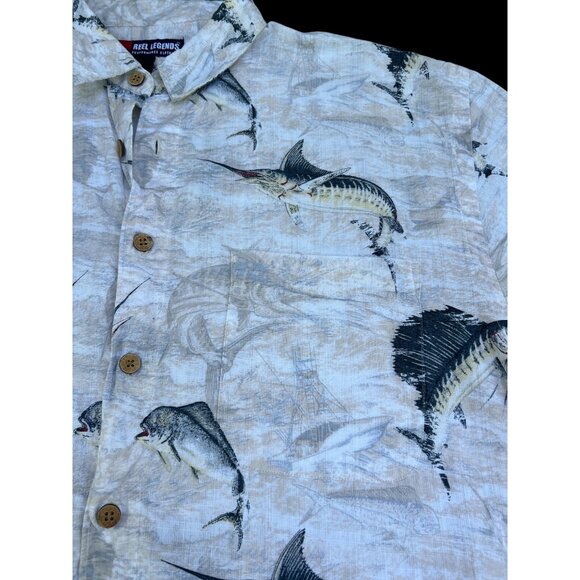 Reel Legends XL Mens Fishing Print Button-Down Shirt  Lightweight 100% Cotton  B - Picture 5 of 9